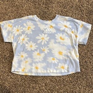 Adidas Blue and Yellow Short Sleeve Tee with Daisy Print